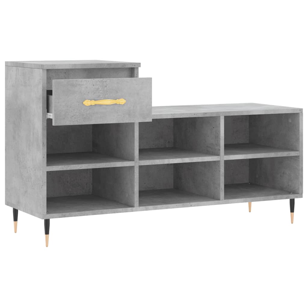 Shoe rack concrete gray 102x36x60 cm made of wood