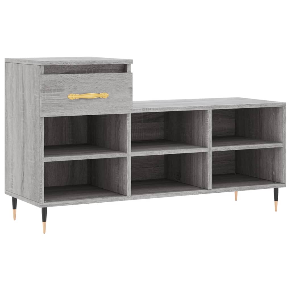Étagère à chaussures gris Sonoma 102x36x60 cm en bois