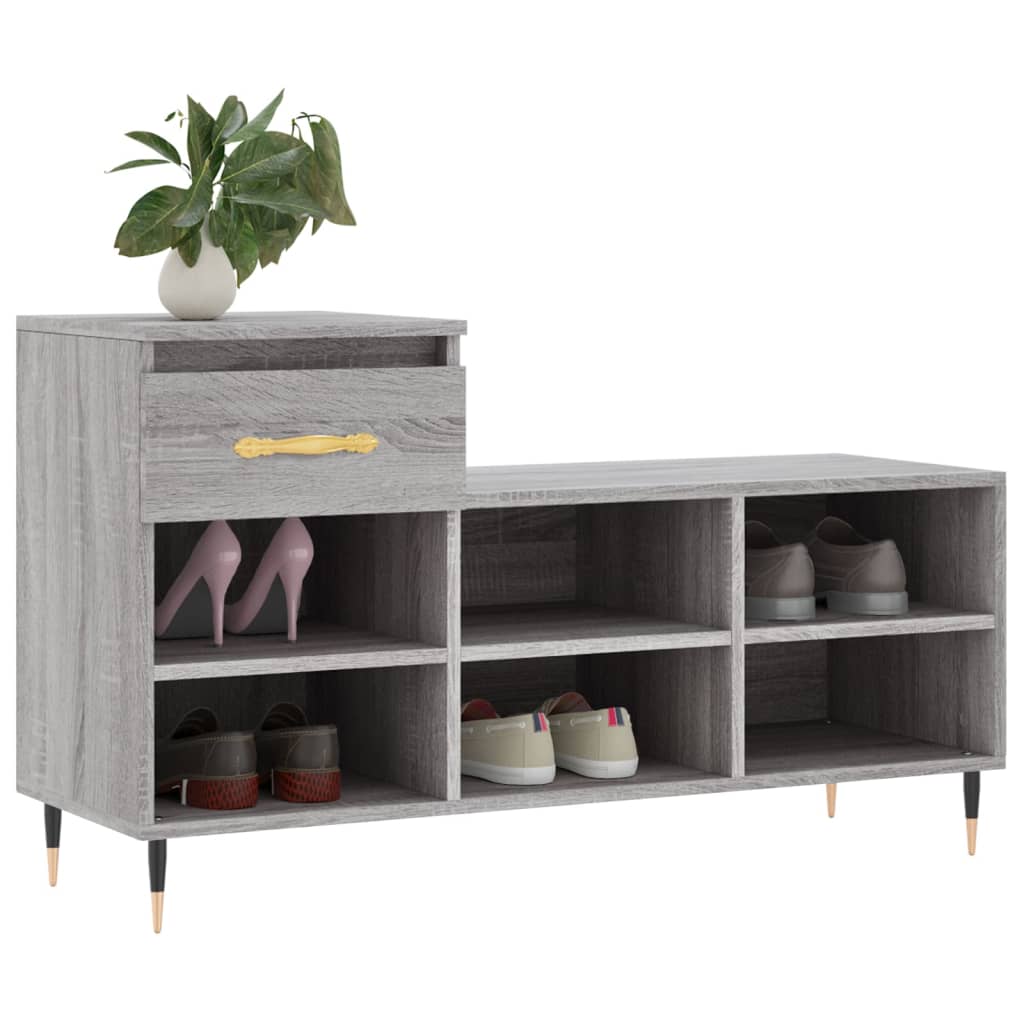 Étagère à chaussures gris Sonoma 102x36x60 cm en bois