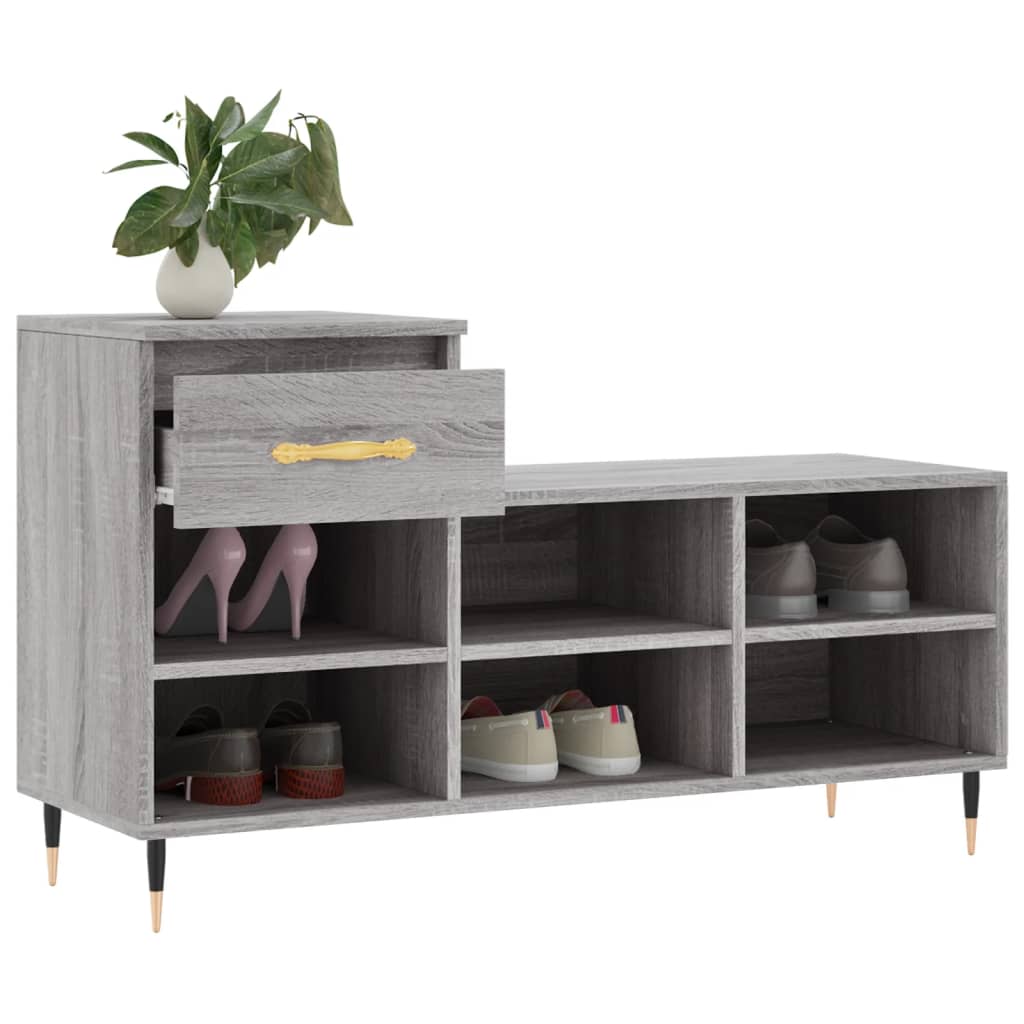 Étagère à chaussures gris Sonoma 102x36x60 cm en bois