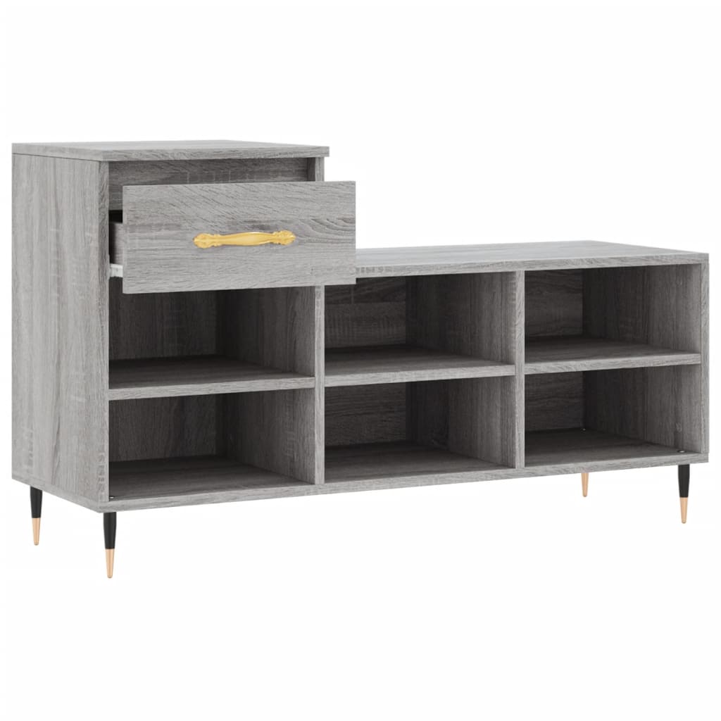 Étagère à chaussures gris Sonoma 102x36x60 cm en bois