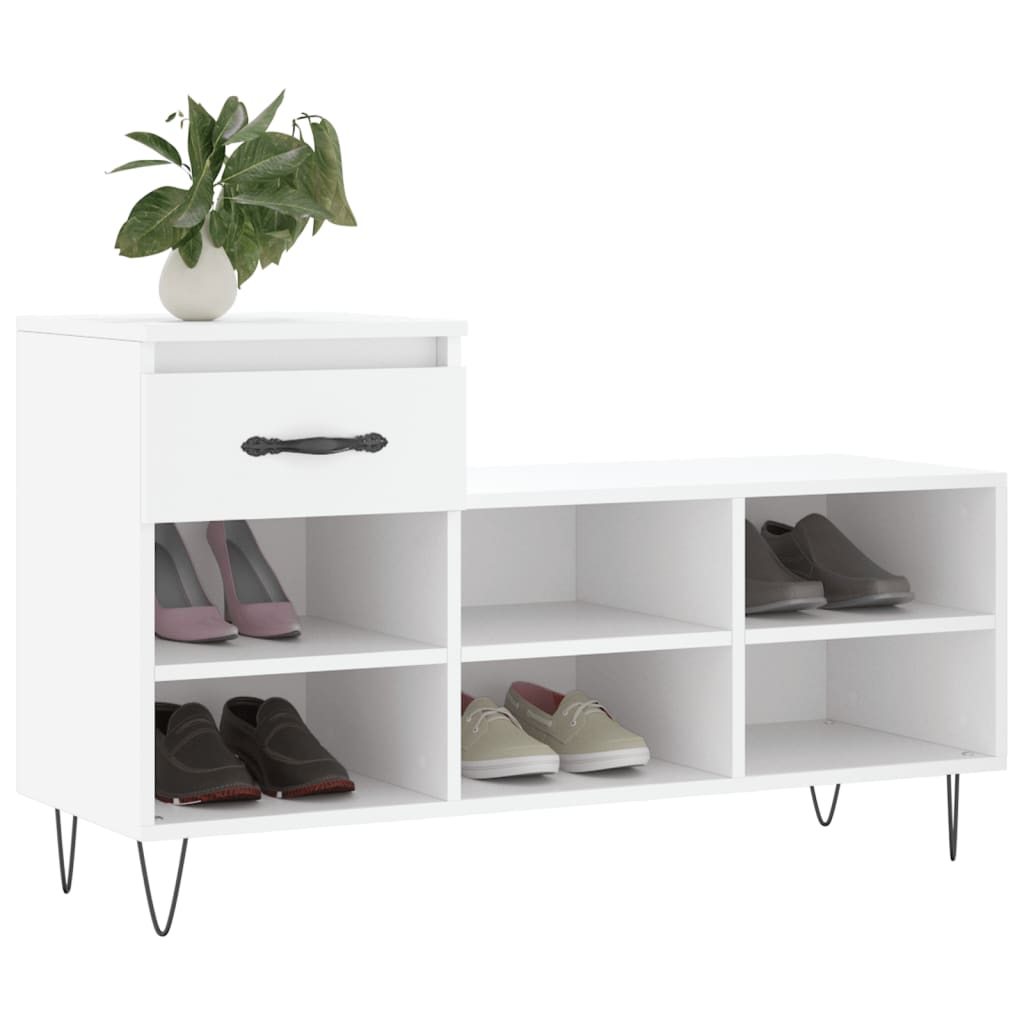 Étagère à chaussures blanc 102x36x60 cm en bois