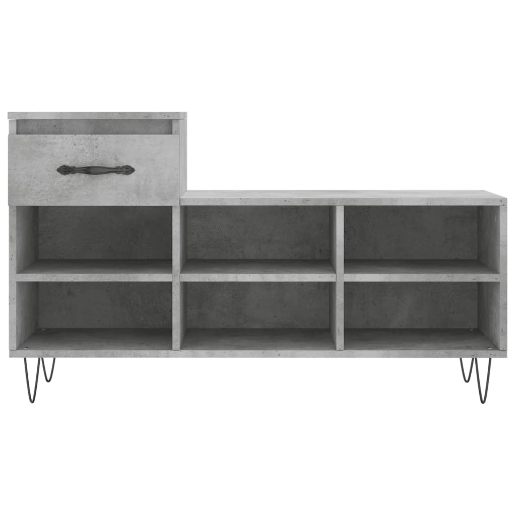 Shoe rack concrete gray 102x36x60 cm made of wood