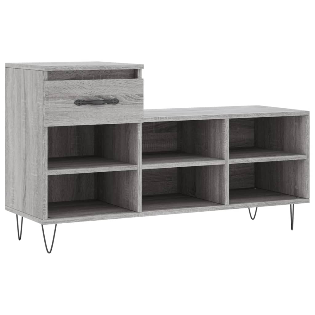 Étagère à chaussures gris Sonoma 102x36x60 cm en bois
