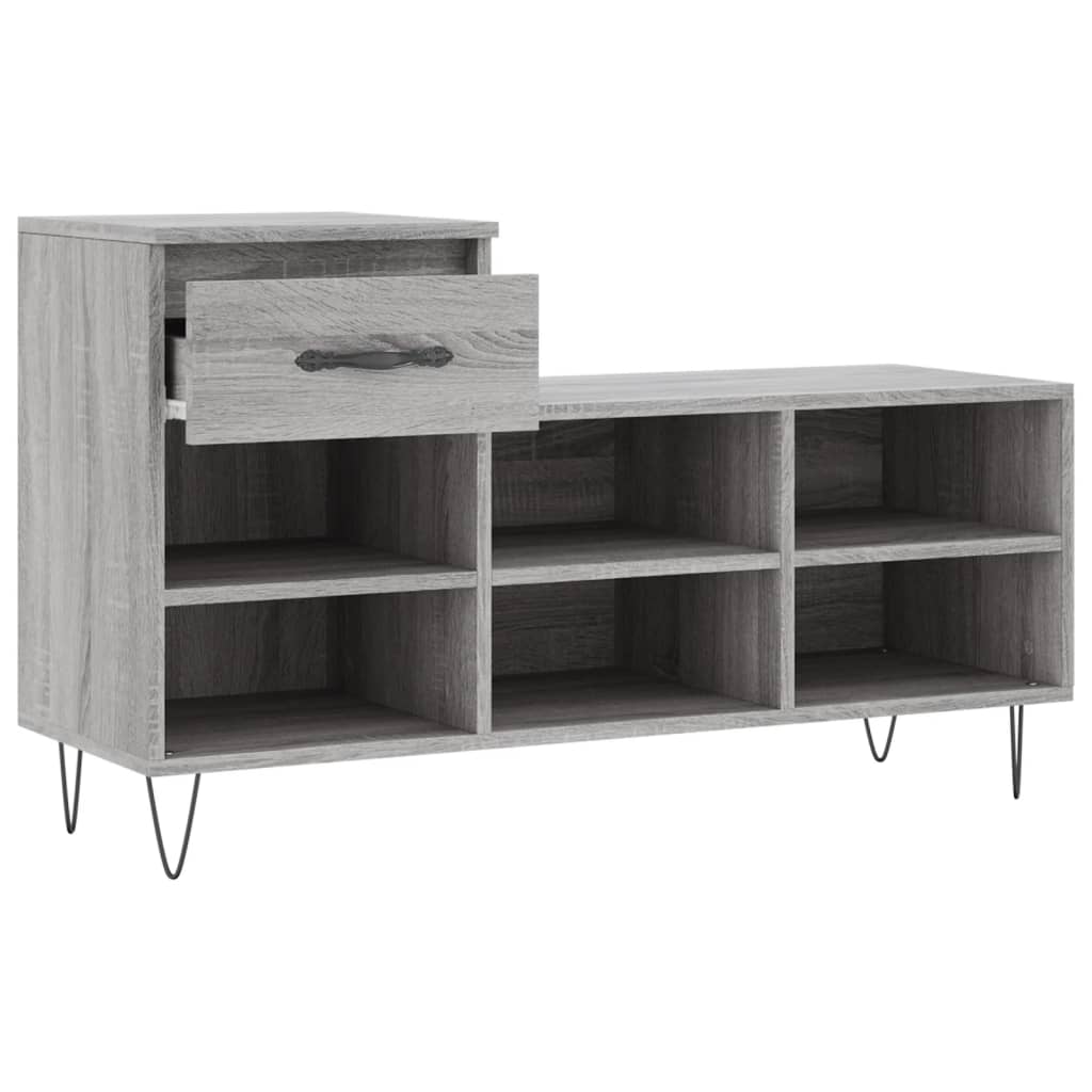 Étagère à chaussures gris Sonoma 102x36x60 cm en bois