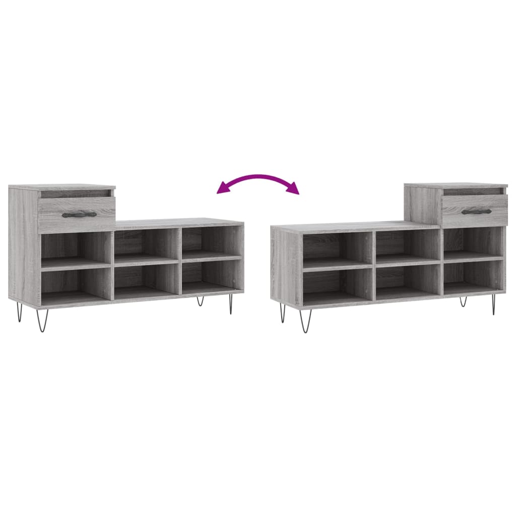 Étagère à chaussures gris Sonoma 102x36x60 cm en bois