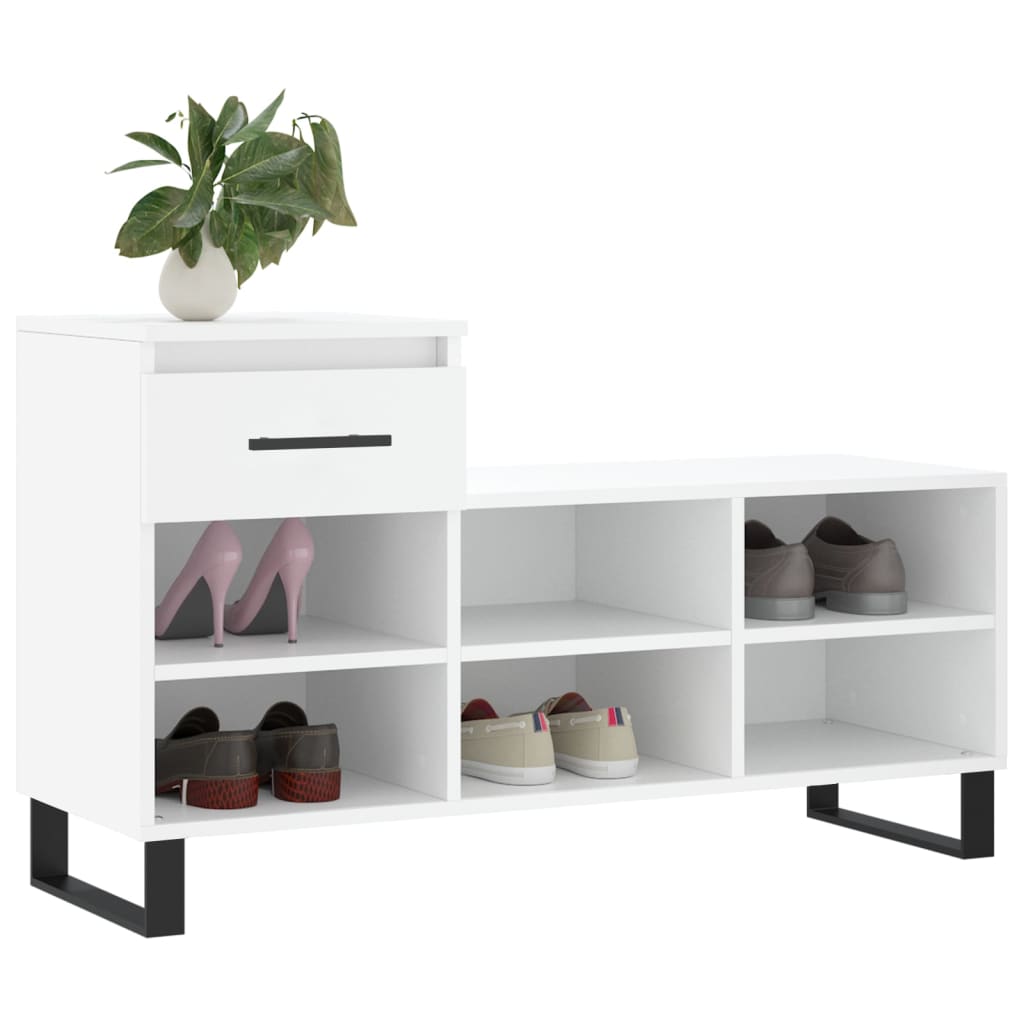 Étagère à chaussures blanc 102x36x60 cm en bois