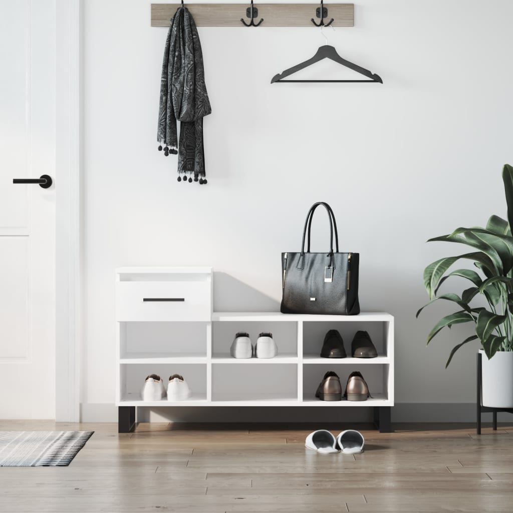 Étagère à chaussures blanc 102x36x60 cm en bois