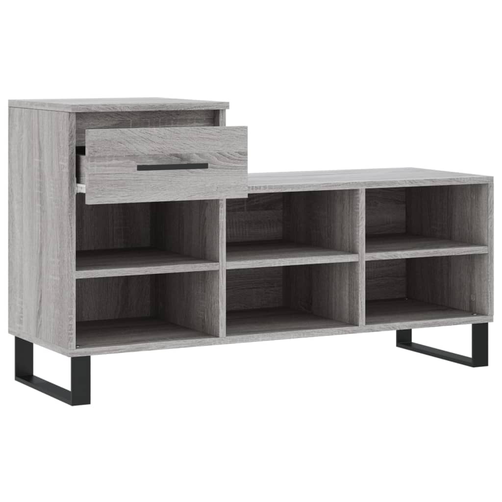 Étagère à chaussures gris Sonoma 102x36x60 cm en bois