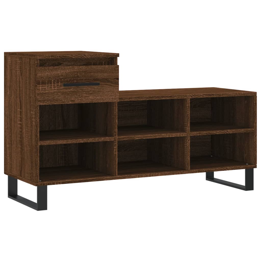 Étagère à chaussures aspect chêne marron 102x36x60 cm en bois