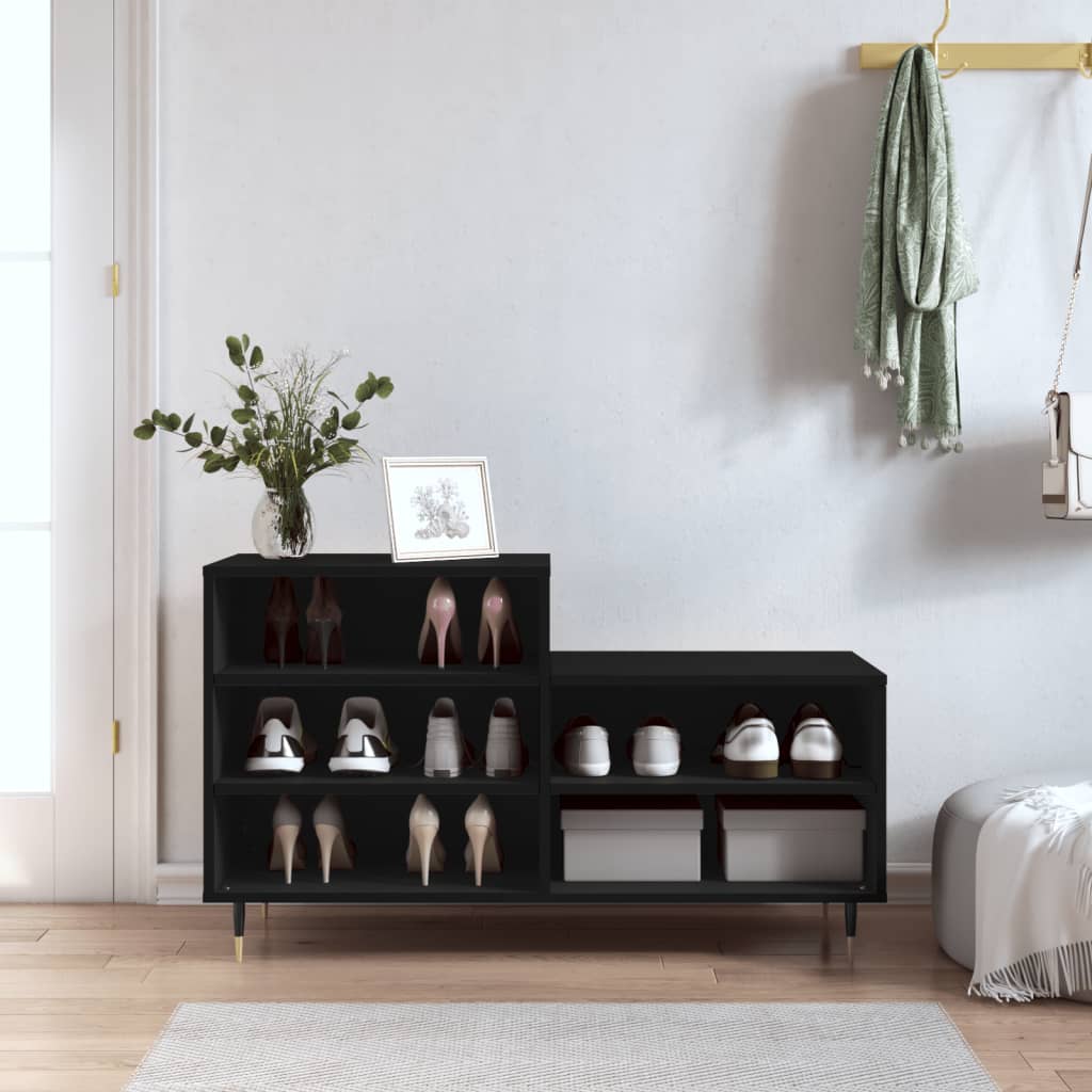 Étagère à chaussures noir 102x36x60 cm en bois