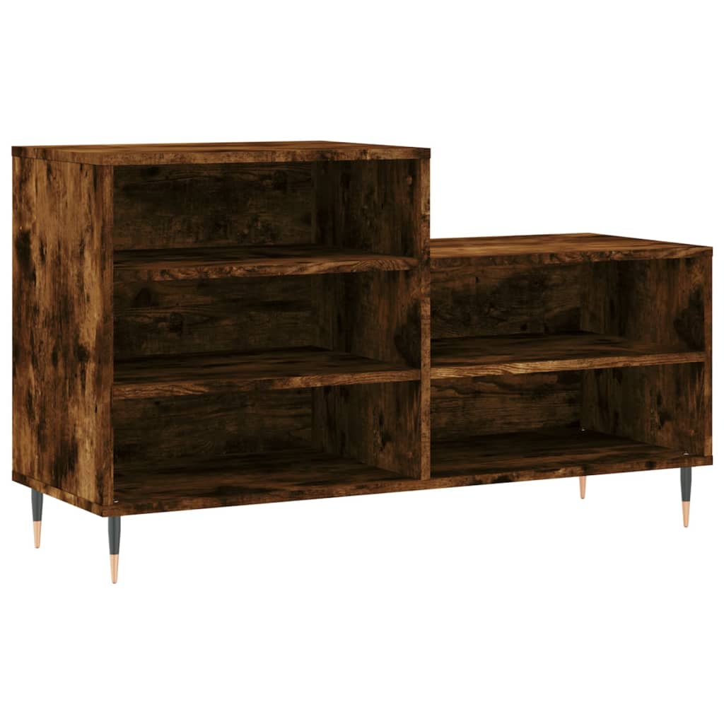 Étagère à chaussures chêne fumé 102x36x60 cm en bois
