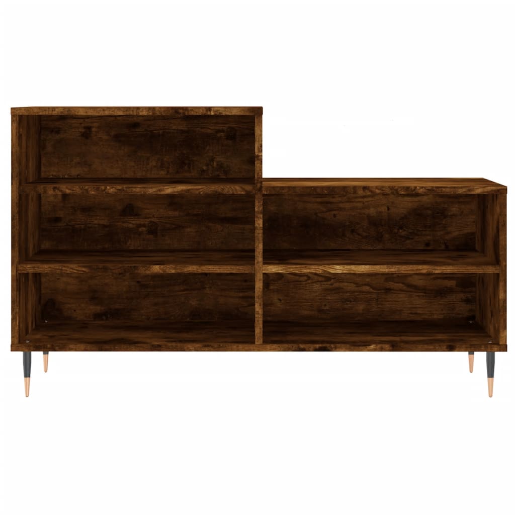 Étagère à chaussures chêne fumé 102x36x60 cm en bois