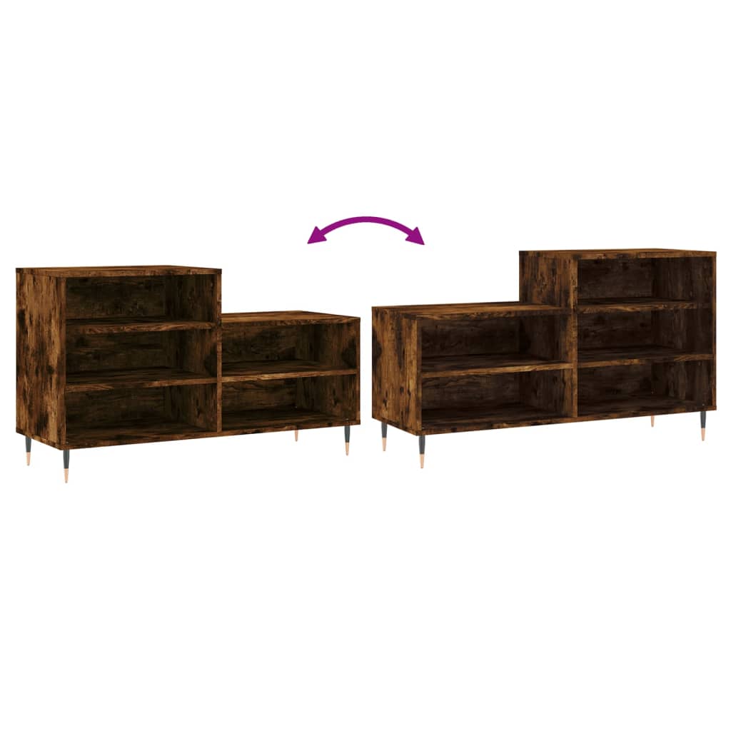Étagère à chaussures chêne fumé 102x36x60 cm en bois