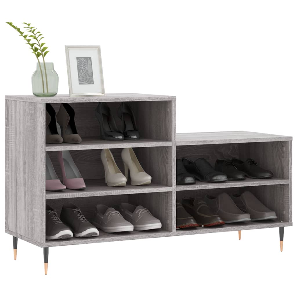 Étagère à chaussures gris Sonoma 102x36x60 cm en bois