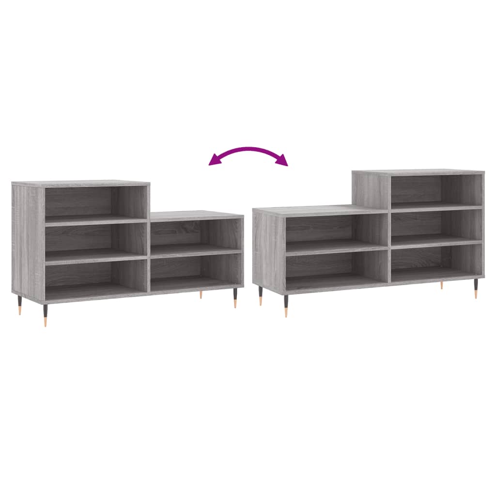 Étagère à chaussures gris Sonoma 102x36x60 cm en bois