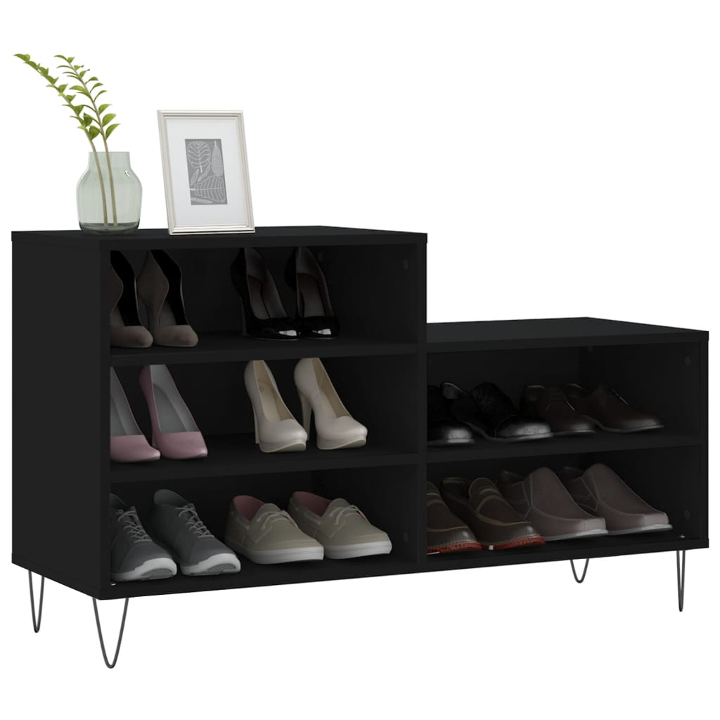 Étagère à chaussures noir 102x36x60 cm en bois