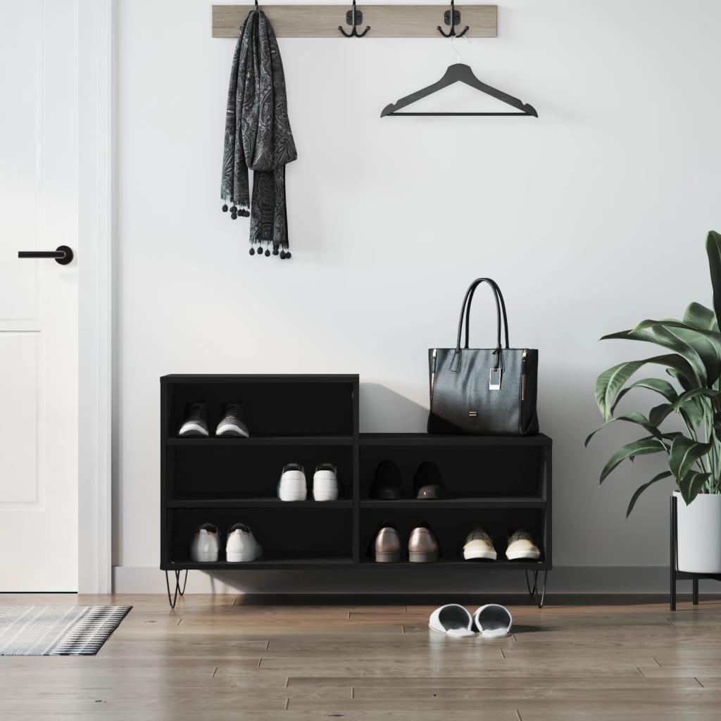 Étagère à chaussures noir 102x36x60 cm en bois