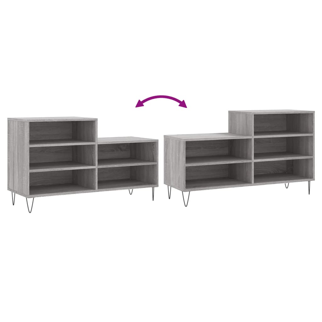 Étagère à chaussures gris Sonoma 102x36x60 cm en bois