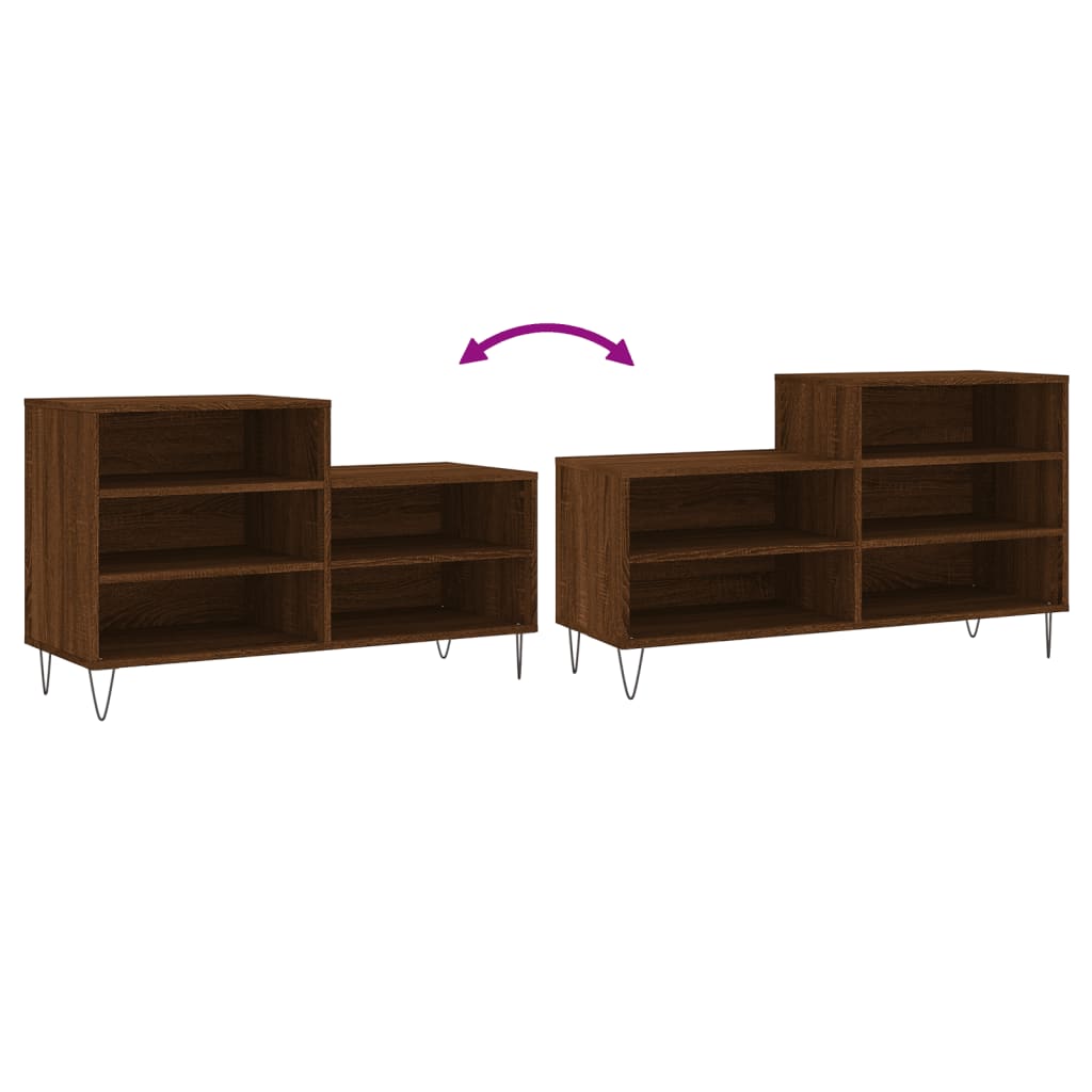 Étagère à chaussures aspect chêne marron 102x36x60 cm en bois