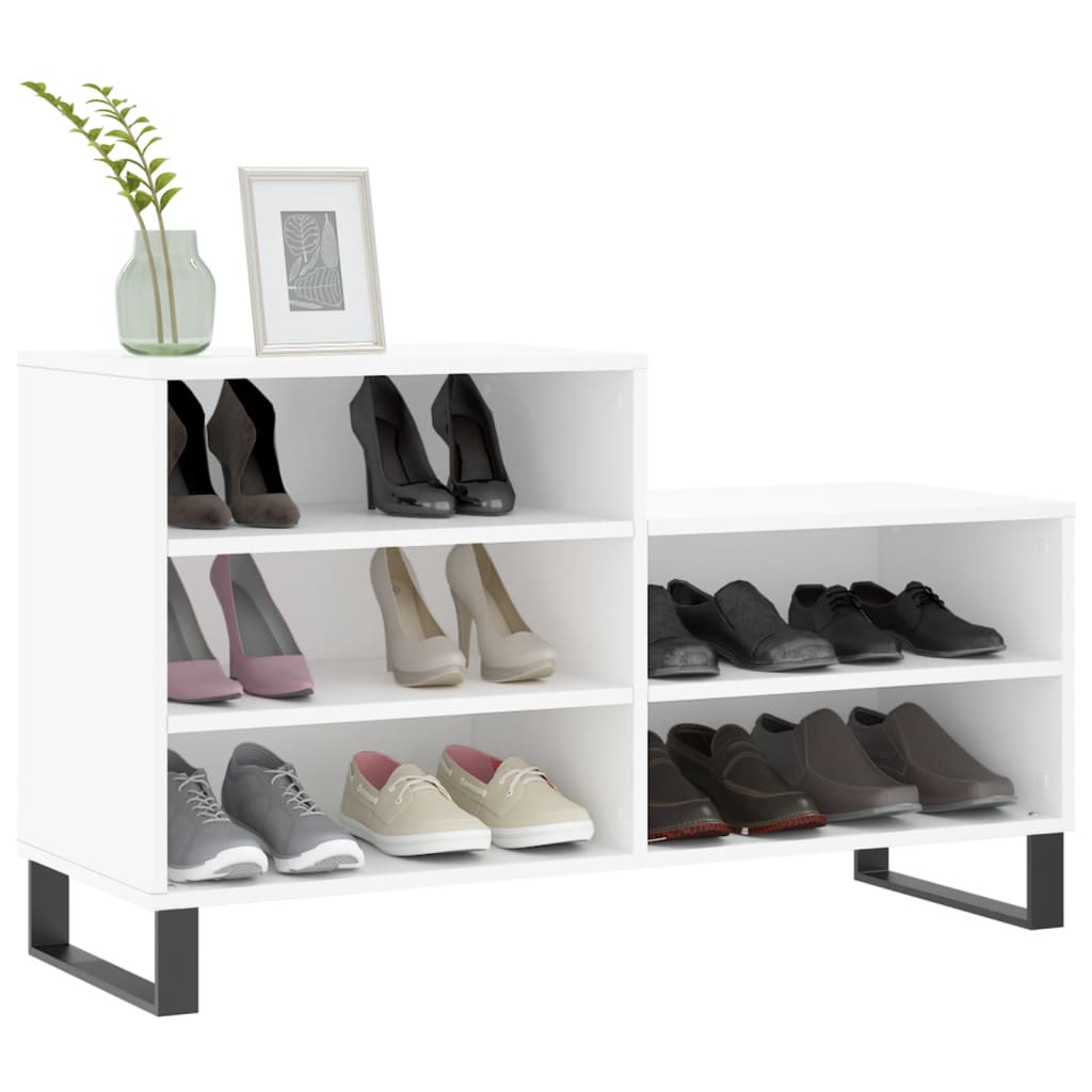 Étagère à chaussures blanc 102x36x60 cm en bois