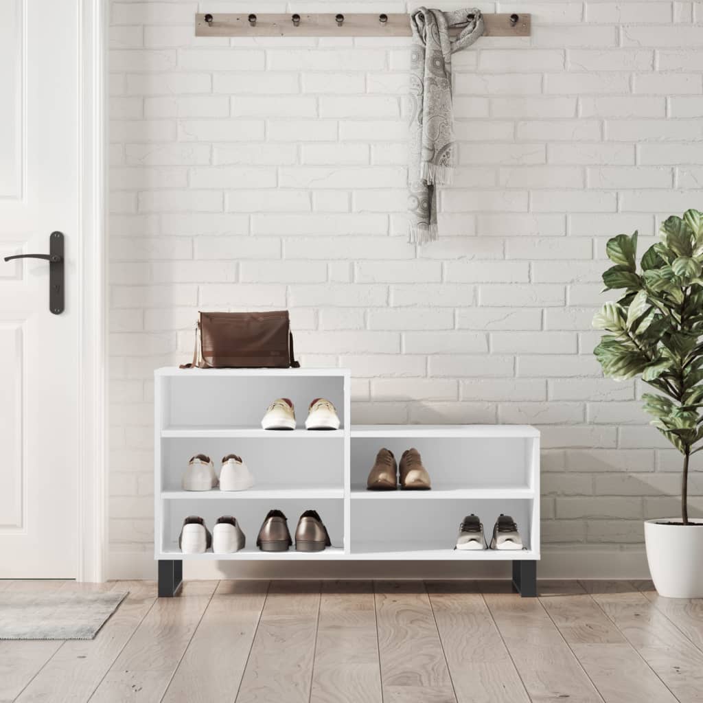 Étagère à chaussures blanc 102x36x60 cm en bois