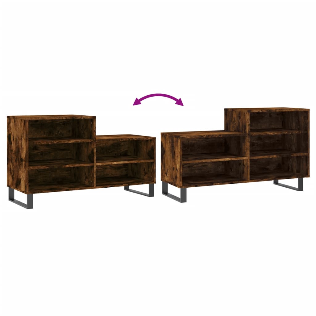 Étagère à chaussures chêne fumé 102x36x60 cm en bois