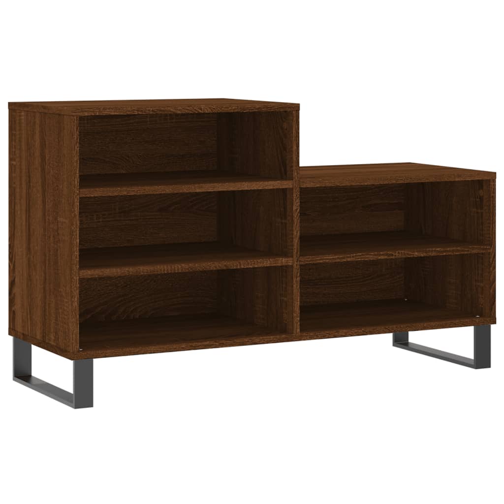 Étagère à chaussures aspect chêne marron 102x36x60 cm en bois