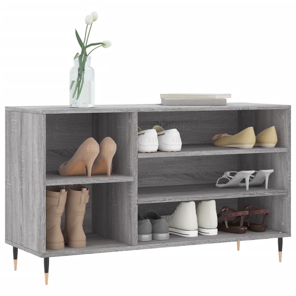 Étagère à chaussures gris Sonoma 102x36x60 cm en bois