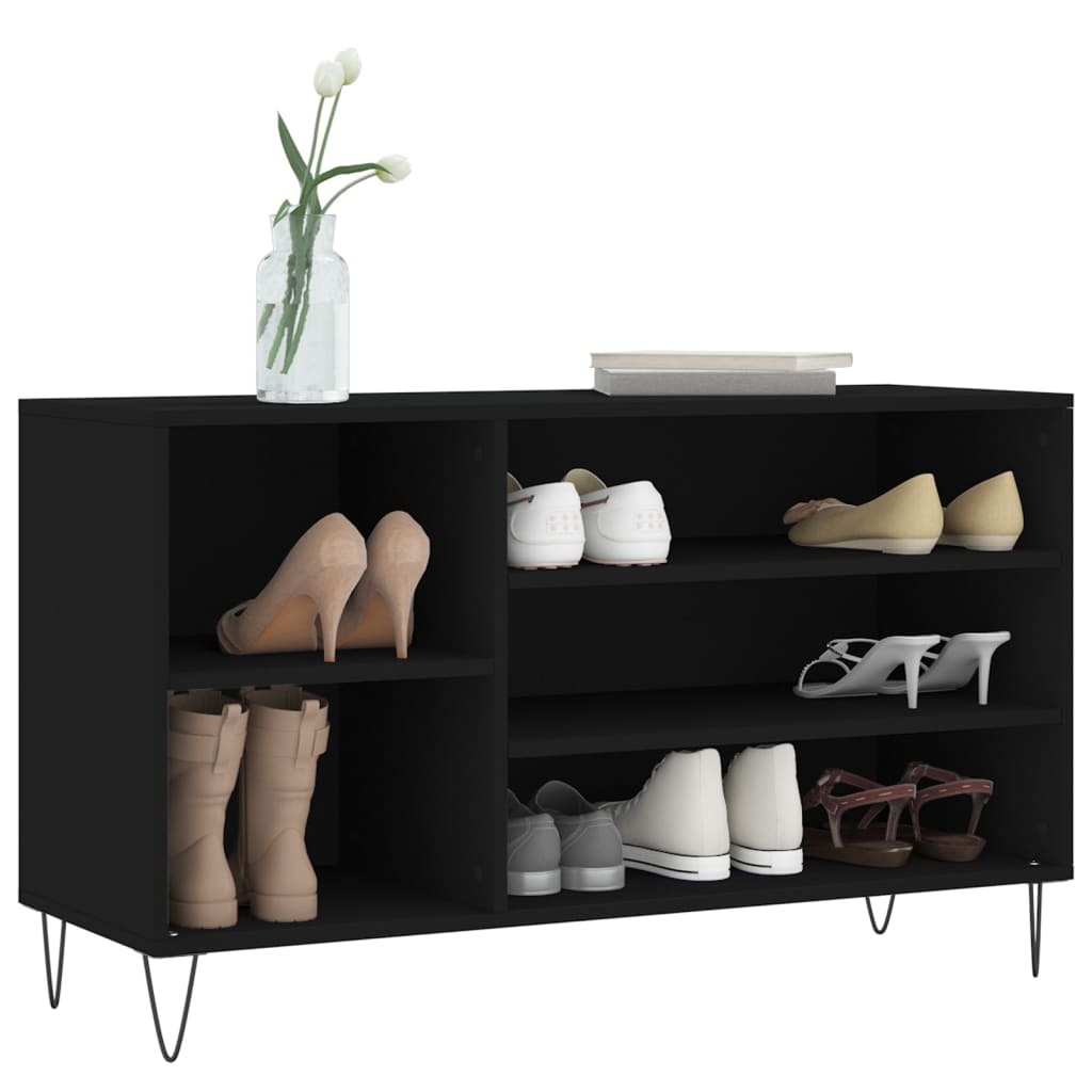 Étagère à chaussures noir 102x36x60 cm en bois