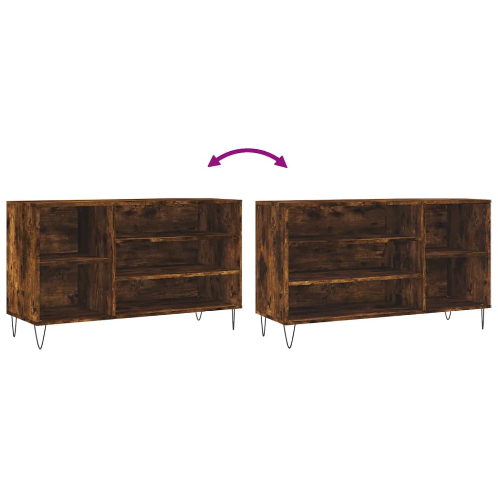 Étagère à chaussures chêne fumé 102x36x60 cm en bois