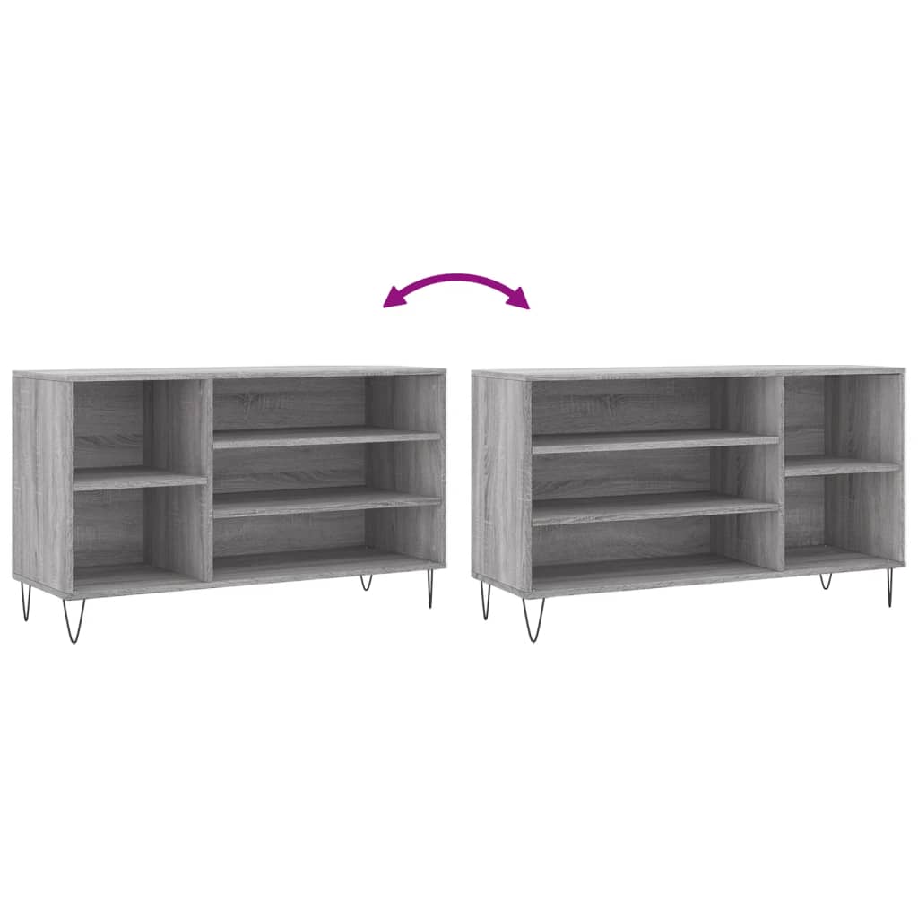Étagère à chaussures gris Sonoma 102x36x60 cm en bois