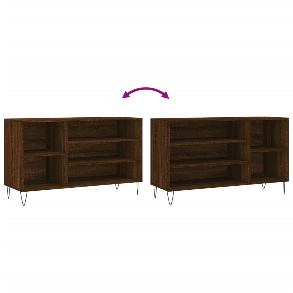 Étagère à chaussures aspect chêne marron 102x36x60 cm en bois