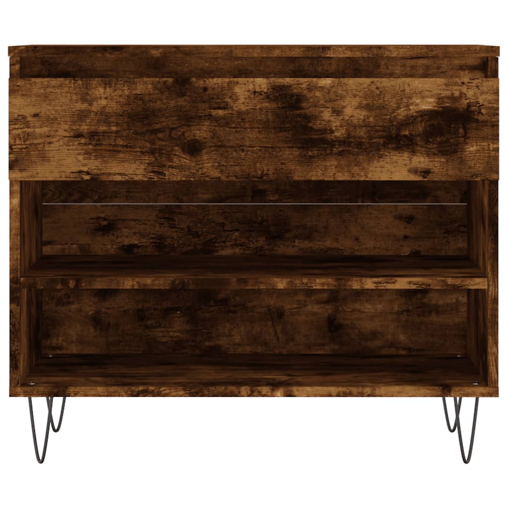 Étagère à chaussures chêne fumé 70x36x60 cm en bois
