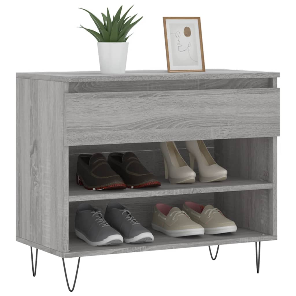 Étagère à chaussures gris Sonoma 70x36x60 cm en bois