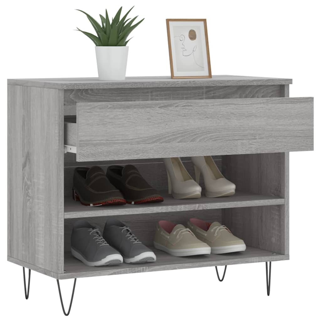 Étagère à chaussures gris Sonoma 70x36x60 cm en bois