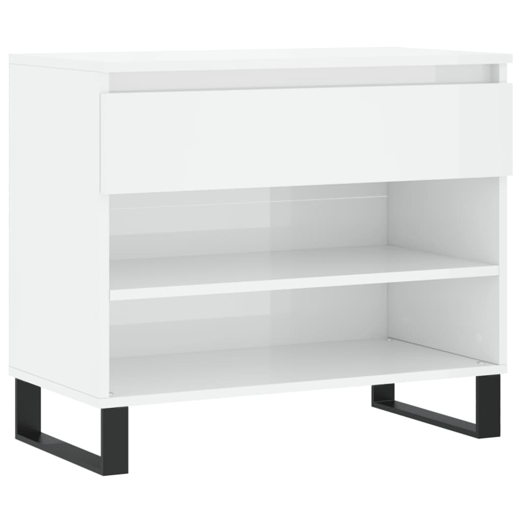 Étagère à chaussures blanc brillant 70x36x60 cm en bois