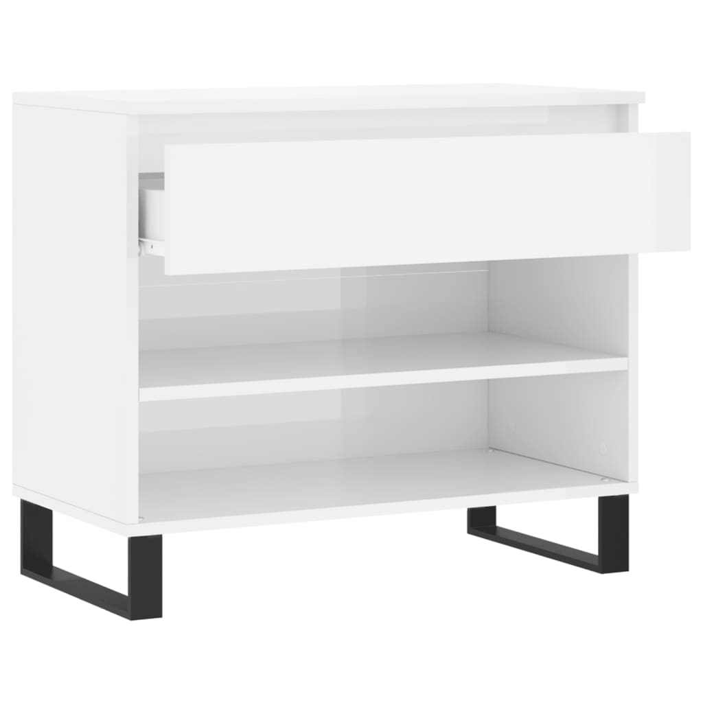 Étagère à chaussures blanc brillant 70x36x60 cm en bois