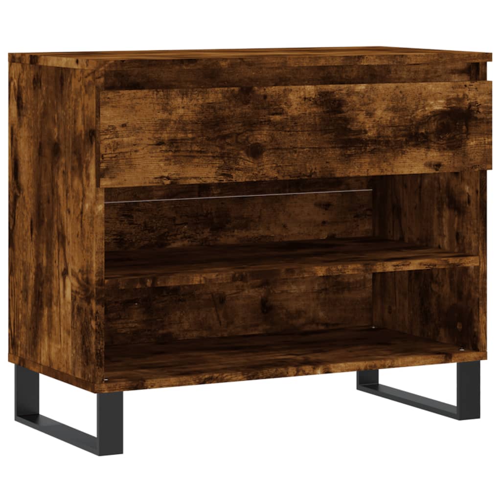 Étagère à chaussures chêne fumé 70x36x60 cm en bois
