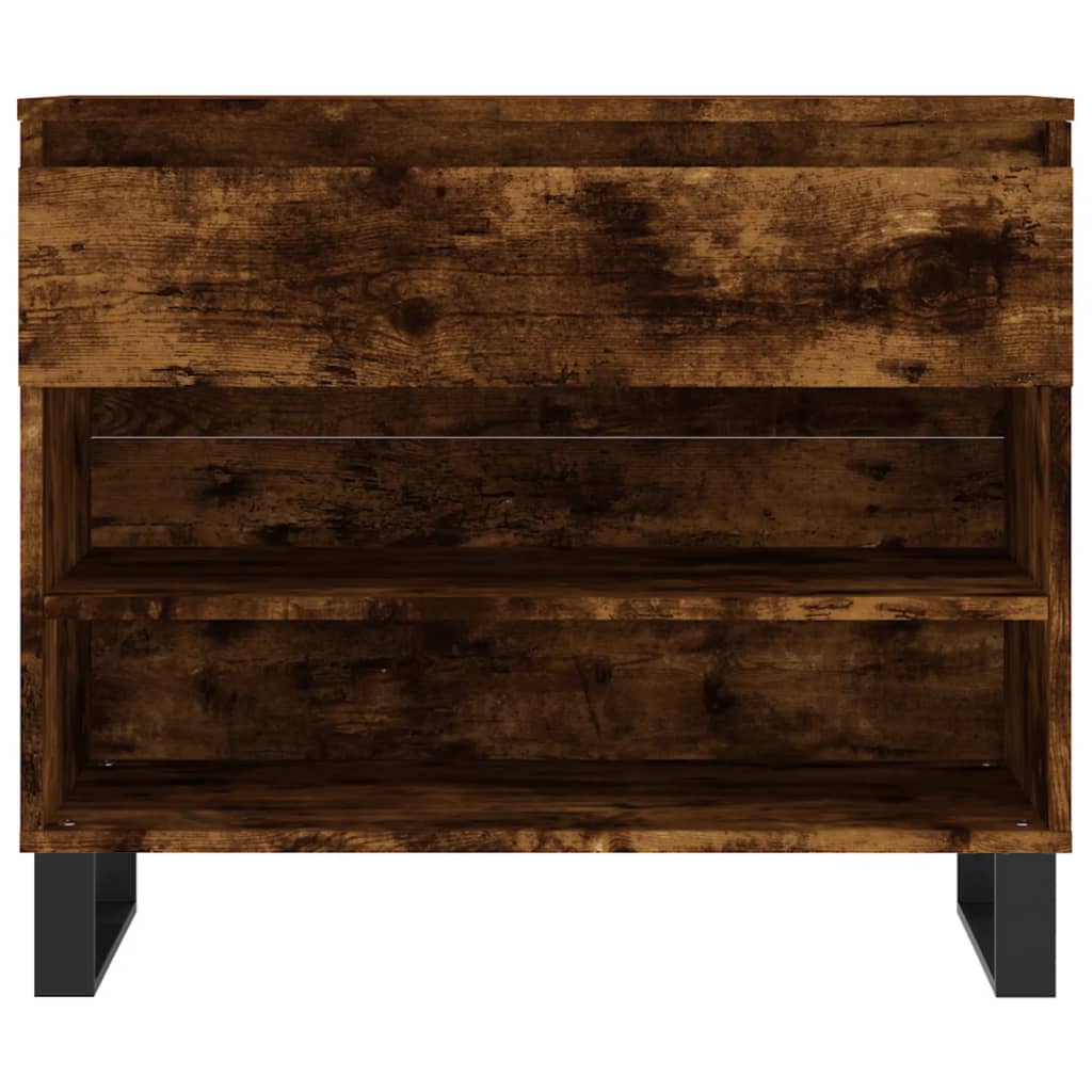 Étagère à chaussures chêne fumé 70x36x60 cm en bois