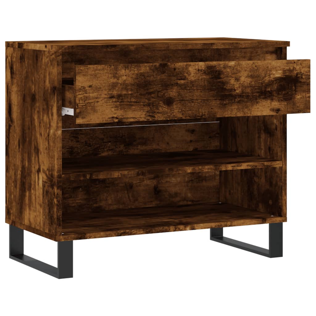 Étagère à chaussures chêne fumé 70x36x60 cm en bois