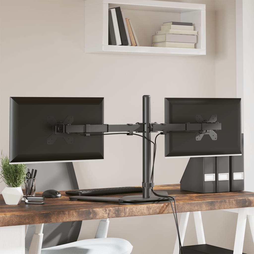 Table mount for 2 monitors black steel VESA 75/100 mm