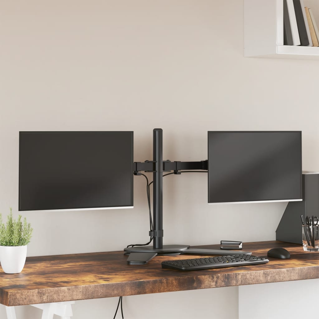 Table mount for 2 monitors black steel VESA 75/100 mm