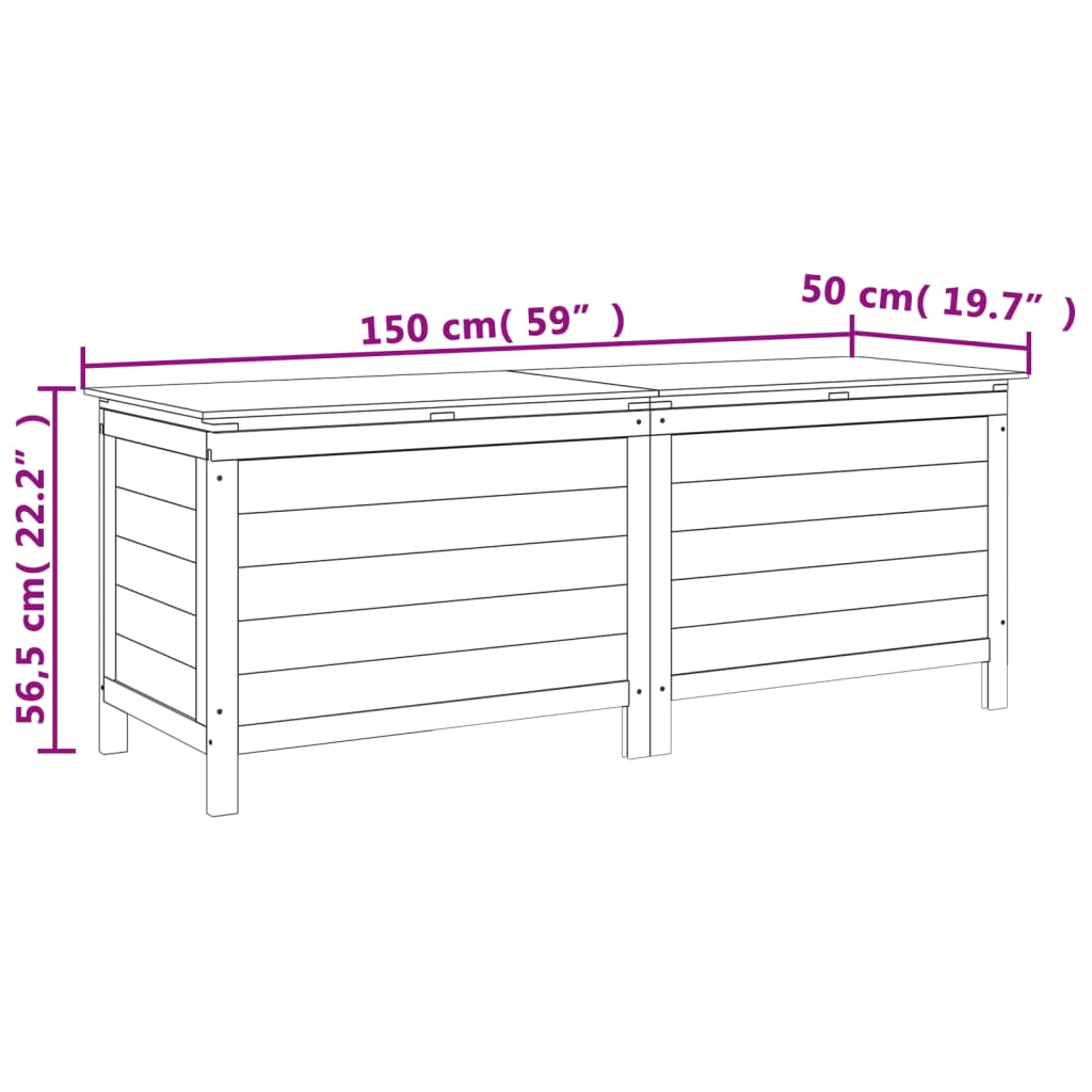 Garden chest white 150x50x56.5 cm solid fir wood