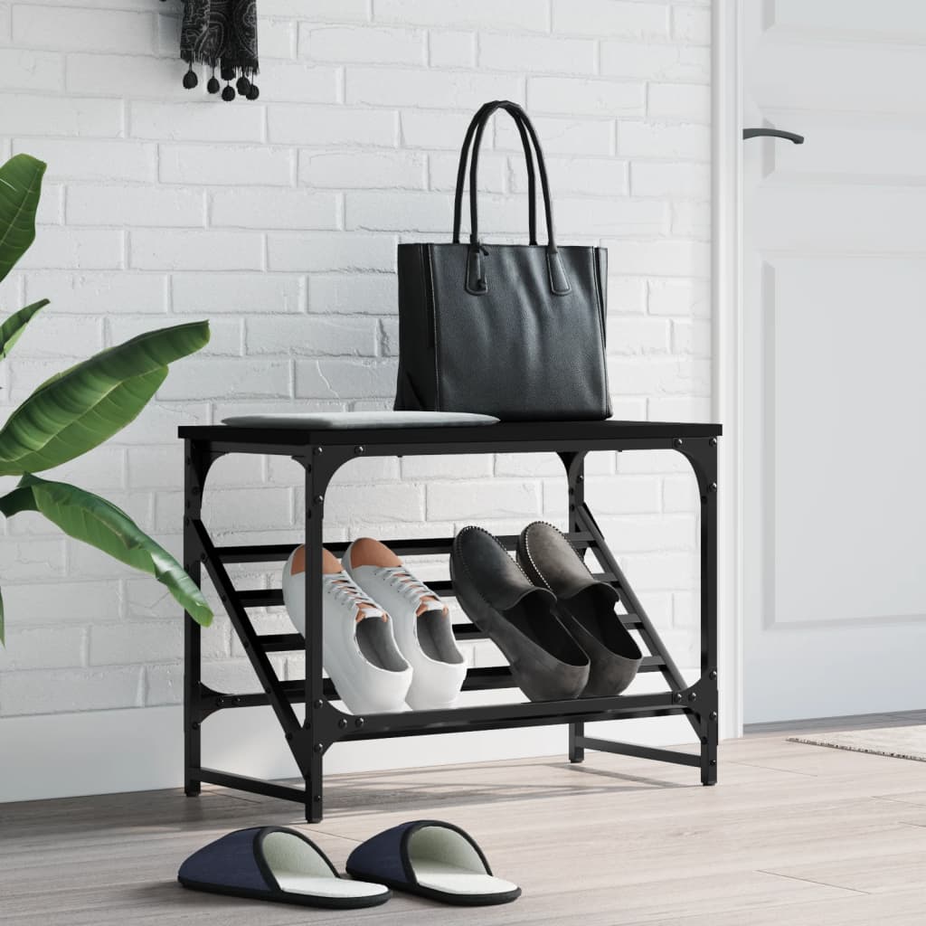 Étagère à chaussures noir 60x30x45 cm en bois