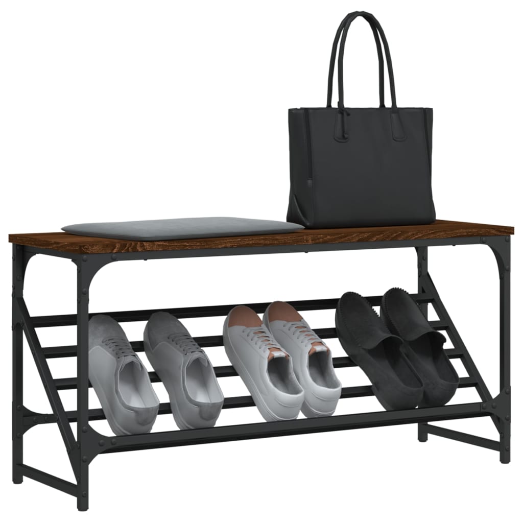 Shoe rack brown oak look 90x30x45 cm made of wood