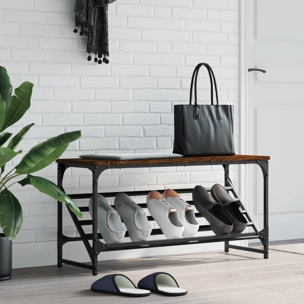 Shoe rack brown oak look 90x30x45 cm made of wood