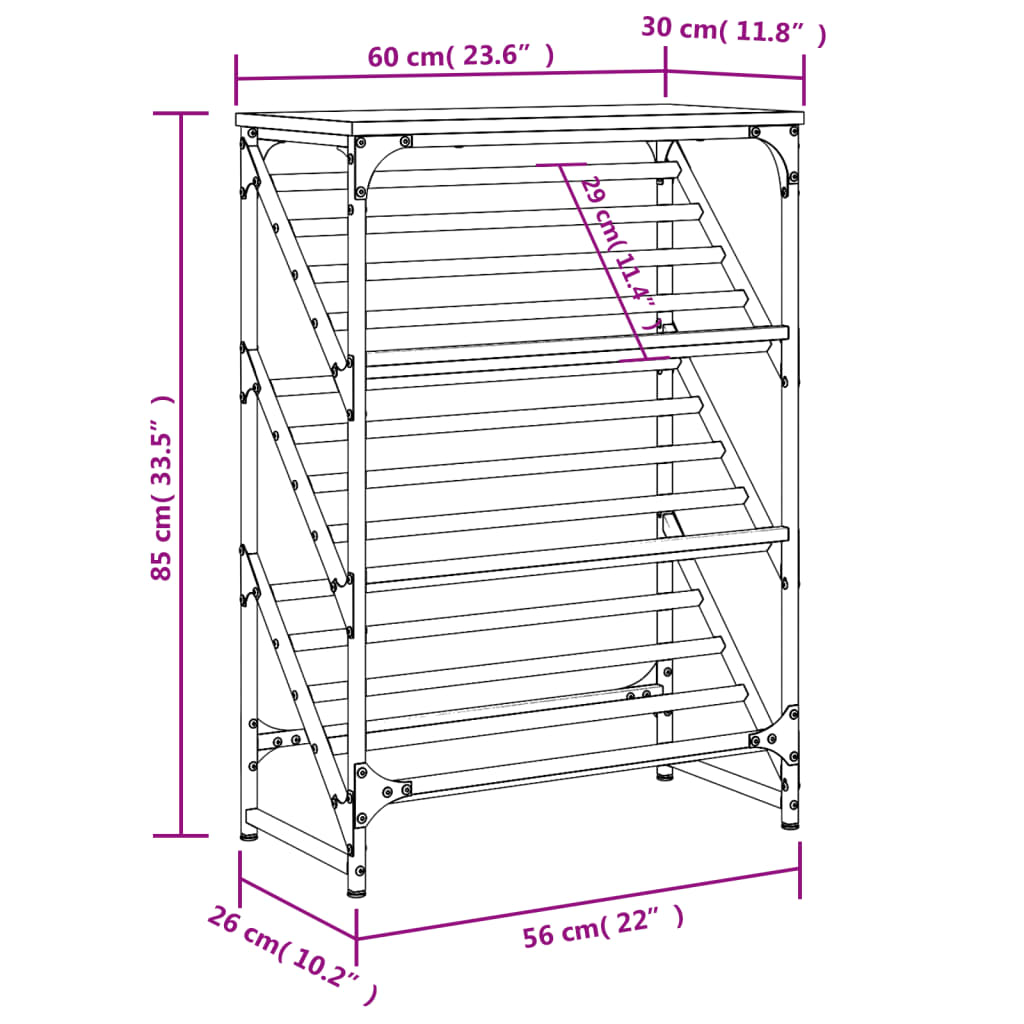 Shoe rack brown oak look 60x30x85 cm made of wood