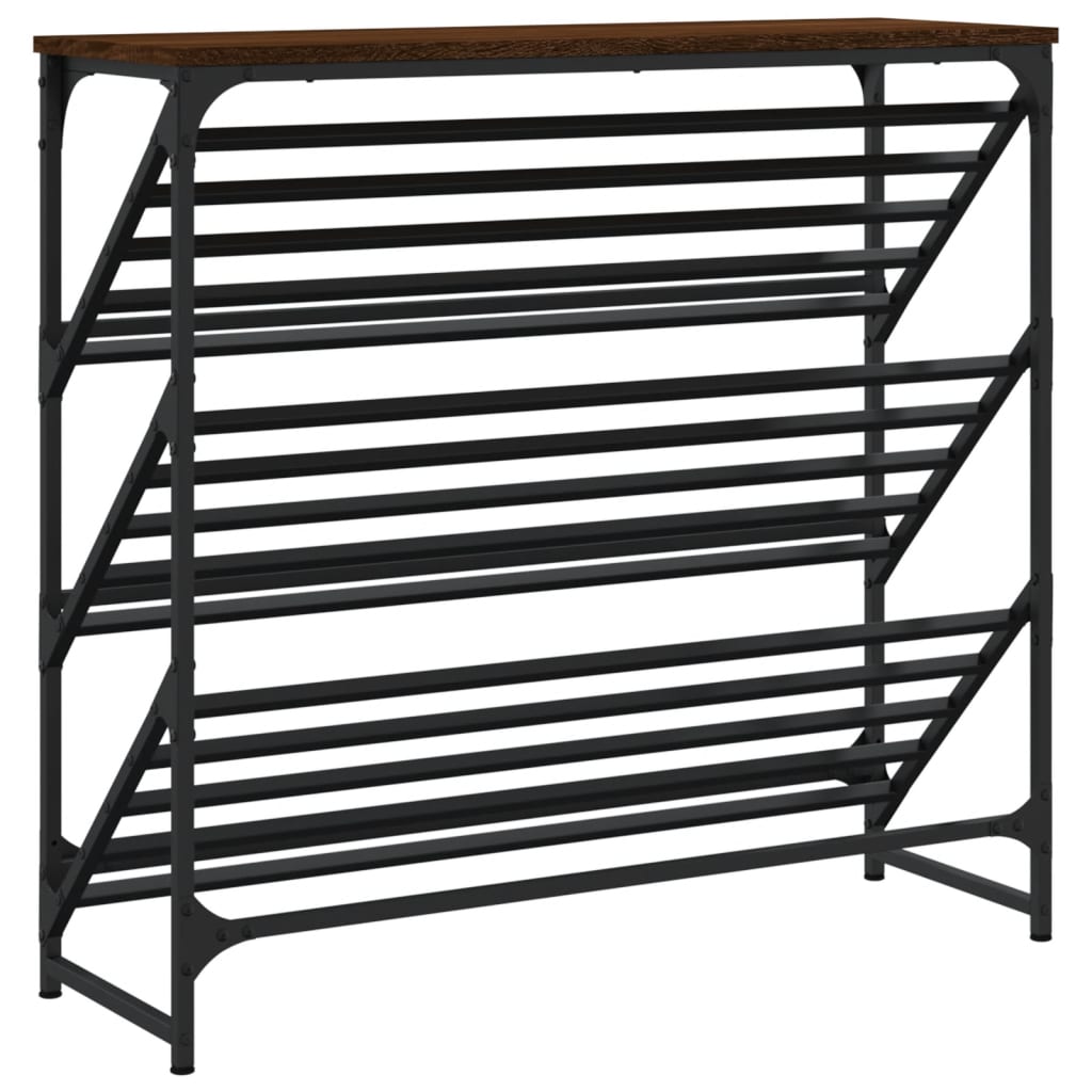 Étagère à chaussures aspect chêne marron 90x30x85 cm en bois