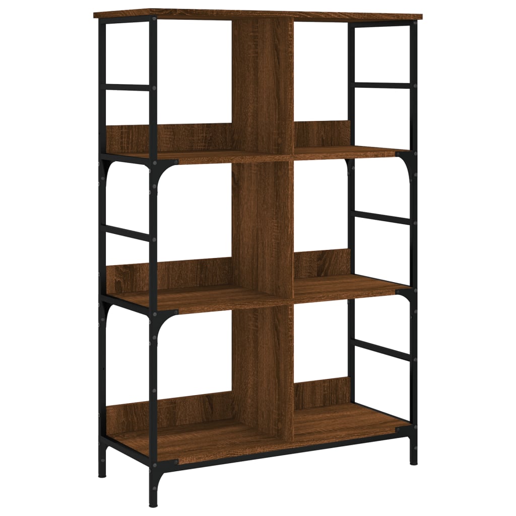 Bibliothèque aspect chêne brun 78,5x33x117,5 cm matériau bois